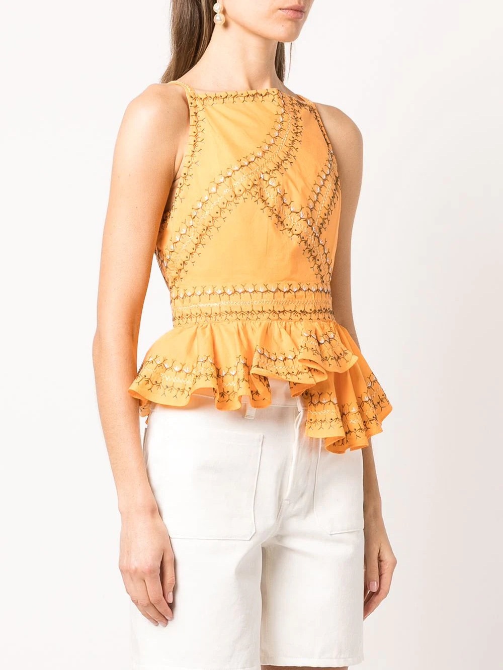 Ulla Johnson Pilar Sleeveless Peplum Embroidered Top 12